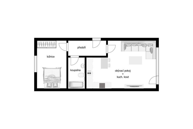 Prodej 2+kk/T, garážové stání, Praha 9 Horní Počernice