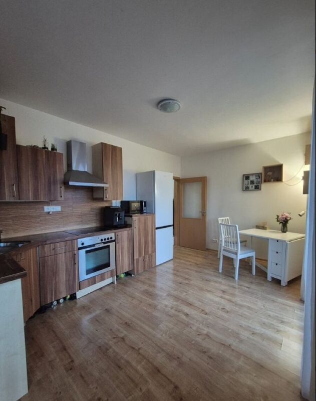 Prodej světlého bytu 1+kk s terasou a garážovým stáním ve Zbuzanech