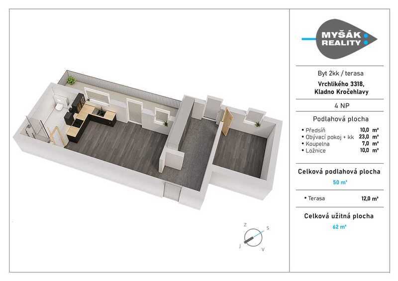 Prodej bytu 2+kk s terasou, novostavba 2022