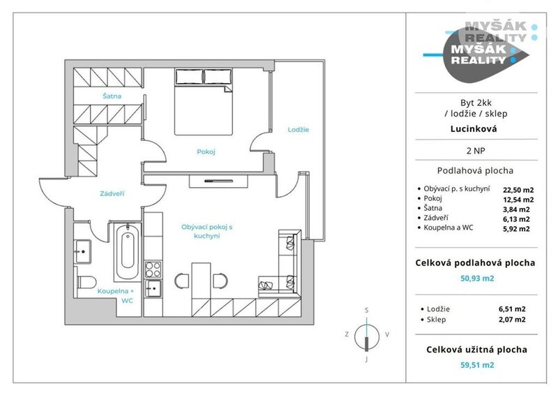 GARÁŽ, prodej bytu 2+kk s balkonem a samostatnou garáží, ulice Lucinková 584/4, Hostavice Praha 9