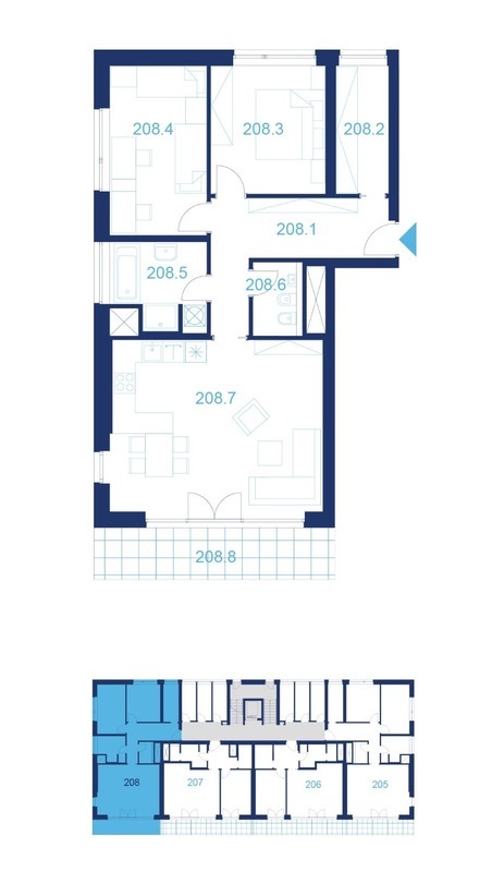 Prodej nadstandardního bytu 3+kk, pracovna/šatna s oknem, terasa, garážové stání